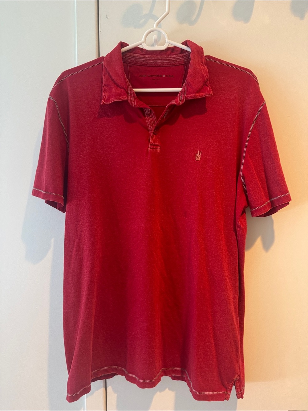 John Varvatos Deep Red Short-Sleeve Polo